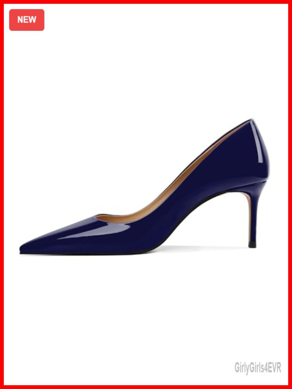 Patent Leather Stiletto Heels Pointed Closed Toe Slip On Pumps 2.5 Inch Dressy